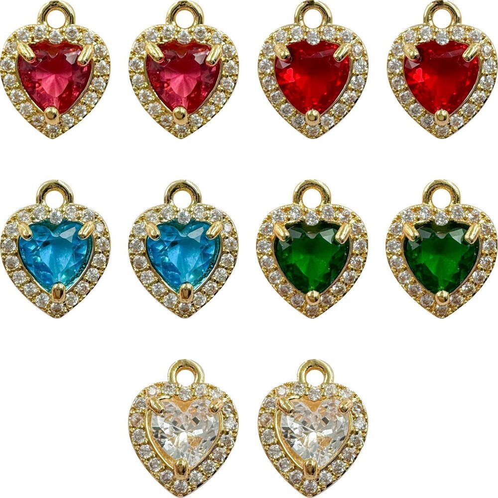 5049 10Pcs Heart Charms Mix Crystal Around Zircon Rhinestone Single Layer